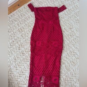 Missguided Red Off Shoulder Strap Cocktail Dress